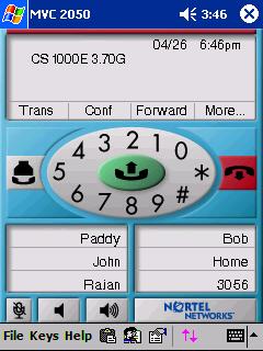 Mobile Voice Client 2050 Call Handling screen