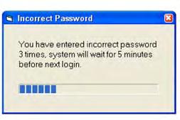 The Digilock Management Software Displays this when the password is incorrect for the second time.