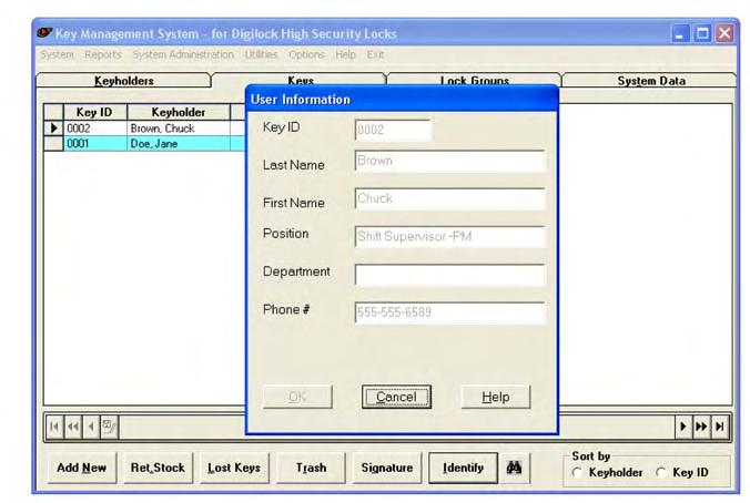 The User Information window identifies the Key ID.