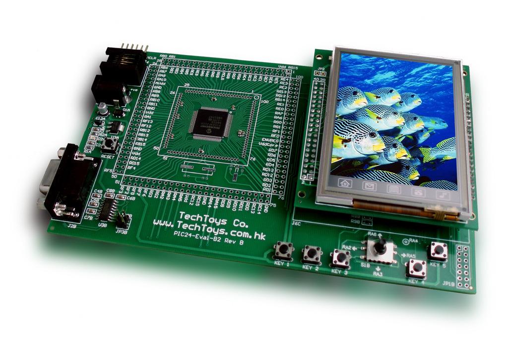 Development board for PIC24FJ128GA010 with 262k TFT color LCD