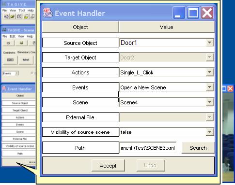 (a) Fig. 6 The Open a New Scene event. The Actions field allows to select the action from the list of possible actions associated with the chosen source object.