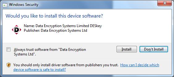 7) You will then be prompted with a Windows Security Message, to install the software click Install.