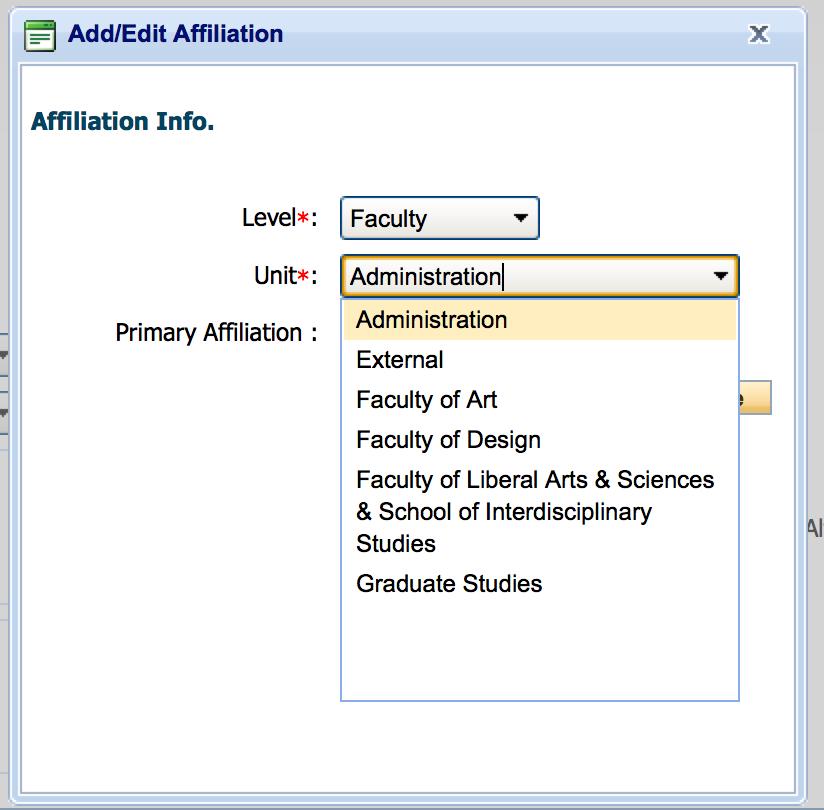 Self-Registration Form: Your Profile Affiliations * When filling out your profile, to add your affiliations, click Add New.