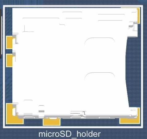 Page: 19 5.7 MicroSD card holder The microsd card holder (number 7 in Figure 9), shown in Figure 17, is sourced from Molex (part number: 502570-0893). Figure 17 MicroSD card holder 5.