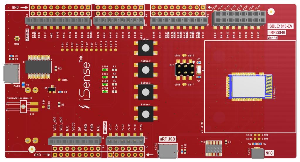 8. Development Kit The SBLE1810-EV nrf52840 is a versatile single board development kit for isensetek 1810 BLE module nrf52840.