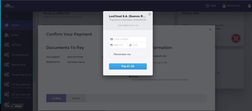 Your customers will have to provide their details only once and after that their monthly invoice will be handled smoothly and automatically via Stripe.