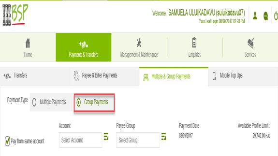 3. To add more payees by click Add Payment. You can also alter the payee by selecting the required Payee from the Payee module. 4.