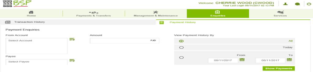 Click Show Payments 3.