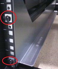 Hardware installation procedures Installing a Primary Shelf or an Expansion Shelf 37 Position the rail behind the rack holes.