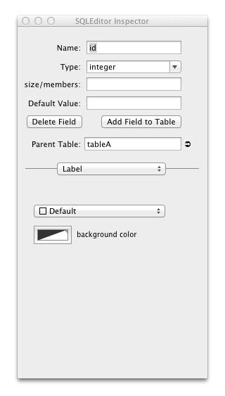 Types of Object Label sub-panel Figure 8: The Field inspector (label view) By selecting Label from the field inspector sub-panel menu, the Label sub-panel is displayed.