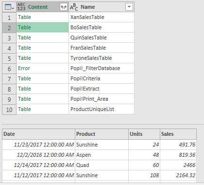 6) Look at Table & Defined Name Objects in Power Query Editor Window.