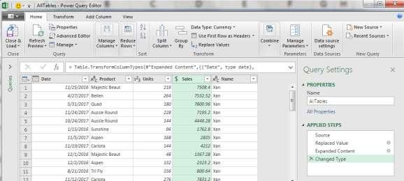 14) Close & Load to Worksheet. The final Appended Proper Data Set is seen in the Power Query Editor in the picture below.