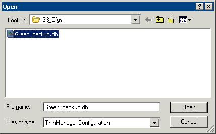 7.2.6 Restore Configuration Manage > Restore Configuration will allow a backed up ThinManager configuration to be applied to the ThinManager Server.