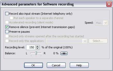 108 TotalRecorder On-line Help Check this option to reduce pauses when recording. Press the Settings button to specify the pause reduction parameters on the Pause reduction dialog.