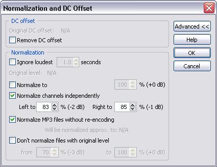 Using Total Recorder 177 DC offset This contains the following settings: Original DC offset. Displays the original DC offset for the currently opened file.