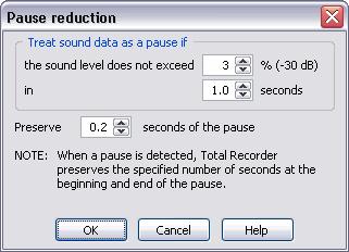 180 TotalRecorder On-line Help Fade In/Out interval: x.x seconds. If you want to merge the files with a fade in/out effect between files, select this option and specify the interval in seconds. Note.