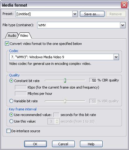 186 TotalRecorder On-line Help Format restriction many codecs have limitations related to the size of the video frame or the color quality.