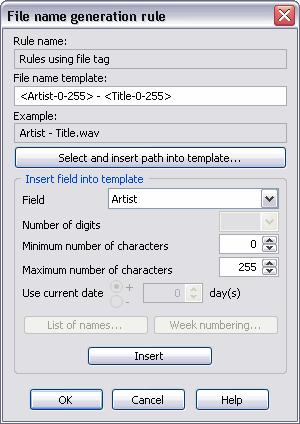 220 TotalRecorder On-line Help Rules similar to file name generation rules are used for defining a template for generating a Run command for post-processing and for a scheduled job.