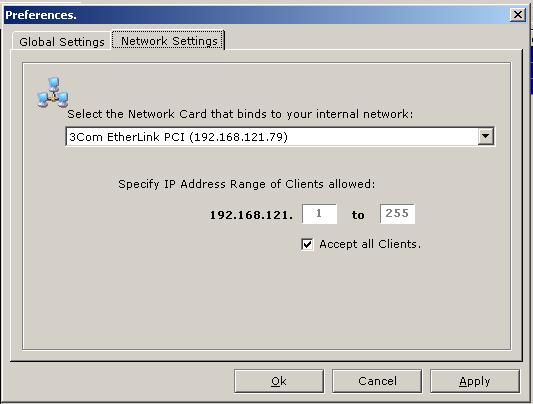 Apart from the Global settings you also have the Network settings. These settings have to do with your internal network (Local Area Network).