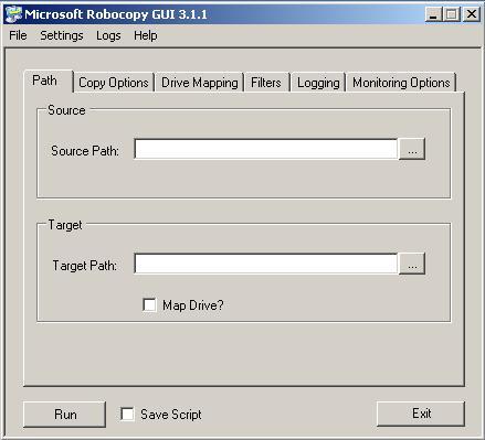 4.1 Path Tab This is where you will specify the source and target path s which you would like to have copied.