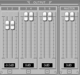 5.3 Output section (1) Output 1/2, 3/4, 5/6 You can individually change levels for all output channels by clicking and dragging the fader bars.