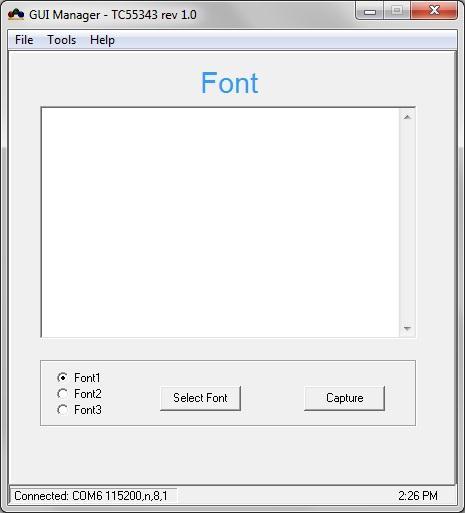 Figure 3-6: Font Utility The LCD controller supports 3 user-selectable fonts.