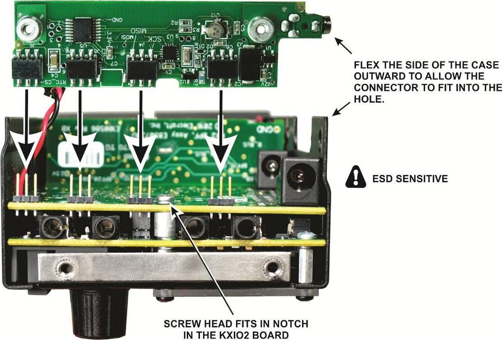 Plug the KXIO3 board into the four male connectors on the KX3 as shown in Figure 5.