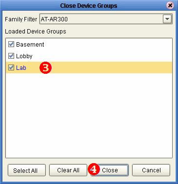 3. Select the device group to close. 4.