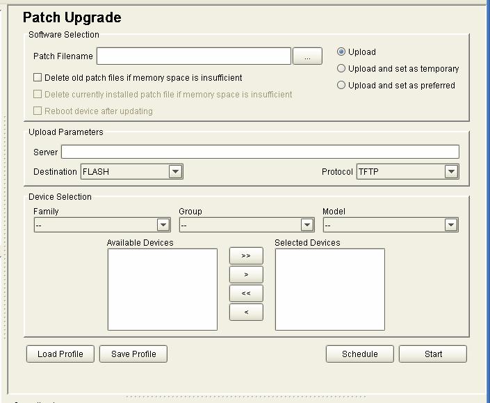 9 PATCH UPGRADE OPERATION Devices can be upgraded with patches through the Patch Upgrade Operation pane.