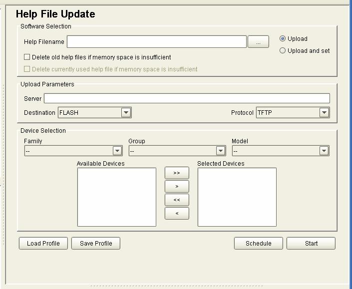 13 HELP FILE UPDATE The Command Line Interface Help of the devices can be updated through the Help File Update Operation pane. To display this pane, click on the pane.