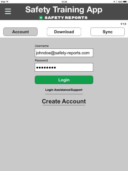3. Log into App From the Account Login page in the app, enter your username and password.