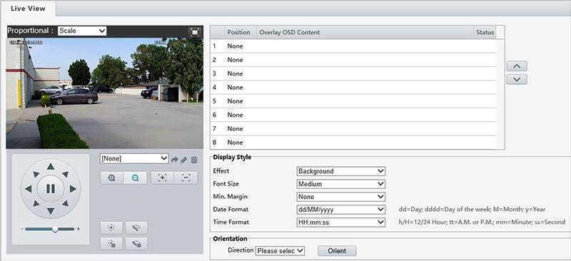 Select the check box, the content of the OSD and then set the position to display it. Position: Click the desired box in the Live View area.