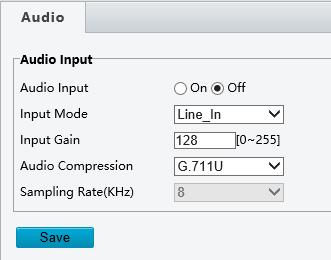 15 1. Click Setup > Video & Audio > Audio. 2. Modify the settings as required. The following table describes some major parameters. F. Audio Input a.