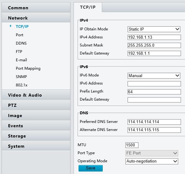 8 Network Configuration TCP/IP Modify communication settings such as the IP address for the camera so that the camera can communicate with other devices.