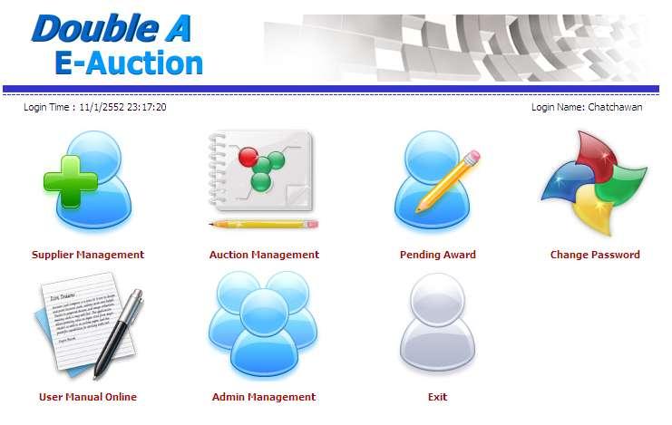 Menu Admin There are 4 step for e-auction 1.