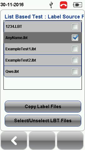 List Based Testing List based testing allows creation of label list in the export software on PC and then bring the list to WireXpert.