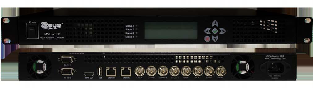 MVE-2000 HEVC/H.265 Rack-Mount Video Encoder HEVC PRODUCT HIGHLIGHTS HEVC/H.265 Video Encoding in HD Resolutions Rack-Mount System for Easy Storage Easy-to-Use Controls Cost Effective HEVC/H.