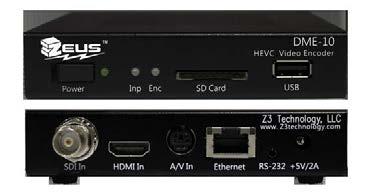 PRODUCT HIGHLIGHTS HEVC/H.265 Video Encode up to 1080p60 Multiple for Easy Configuration Compact Design for Easy Storage Stream One Source in Multiple Resolutions HEVC DME-10 Compact HEVC/H.