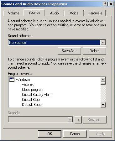 Sounds and Audio Device Settings (1) Go to Control Panel ->