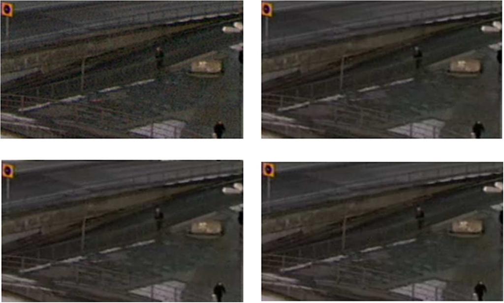 Fig. 9. Subjective quality for stockholm sequence (720p, IBBP, 30 fps, 6 Mbps, 26th frame, local) top-left: original, top-right: PIT [5; 2; 4] + PIT [10; 9; 6; 2; 10; 4; 8]=2, 34.
