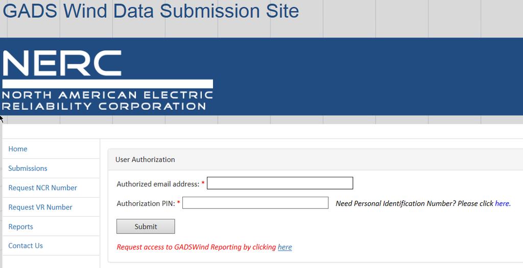 GADS Wind Entity Access Request 2 1 Go to the GADS Wind Reporting application site at: https://gadswind.nerc.net/ 1.