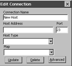 Configuration 17 NOTE If the Select Connection list is empty, a message box appears informing you that you must create a host entry prior to connecting.