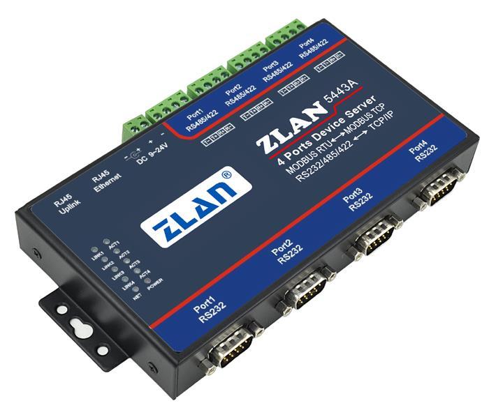 1. Summary ZLAN5443A is new generation of 4 ports serial device server developed by Shanghai ZLAN.