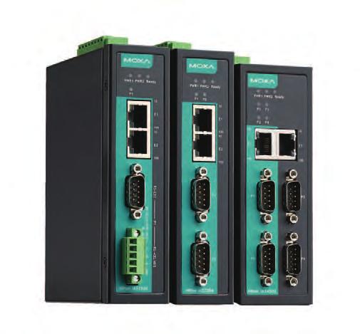 The device servers are built solid with a metal housing, screw connectors, and Cascading Ethernet Ports Make Wiring Easy (/0BaseTX models only) The NPort IA5000A series device servers each have two