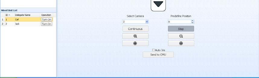 Select a microphone on the speaking list, then click the Camera Ctrl button to open the Predefine Position interface; 2.