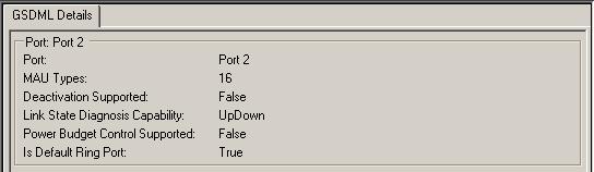 Port 1 and Port 2 icons in the Navigator also displays additional GSDML