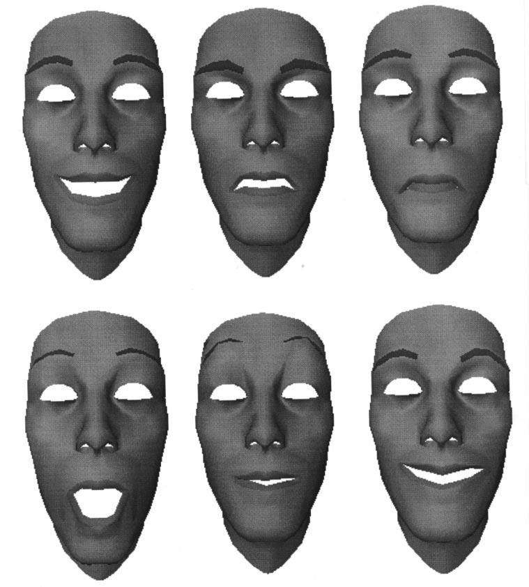 11, Mike is composed of 683 polygons including external and internal face structures, while Oscar employs 878 polygons for modeling only the frontal face surface.