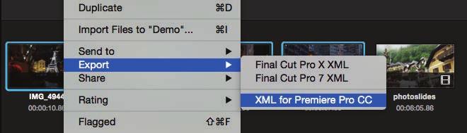 (3) Premiere Pro CC To send Annotations to Premiere Pro CC, right-click then choose Export > XML for