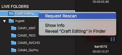 If a client adds or changes Media Assets in the Live Folder, they must perform a Request Rescan to let the server detect the revisions.