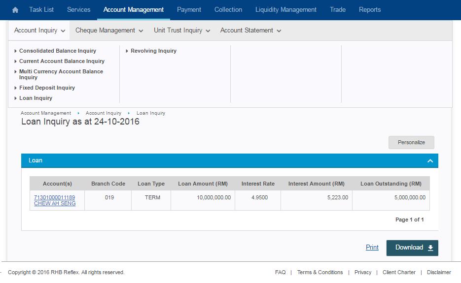 Part 5 Account Management 5.1.5 Loan Inquiry 1 5.1 Inquiry 2 3 4 1.
